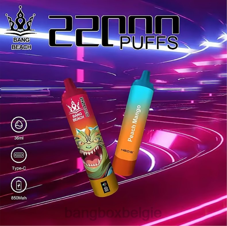 Bang Beach Vapes - Bang Beach 22000 trekjes slim scherm perzik-mango 66PL24